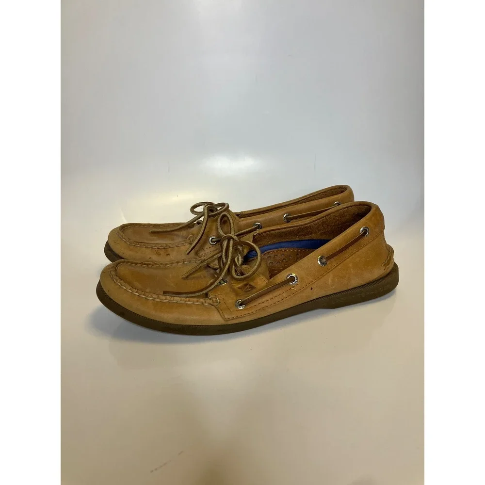 Sperry Boat Shoes Mens 9 M Tan Good Leather Top-Sider Loafers